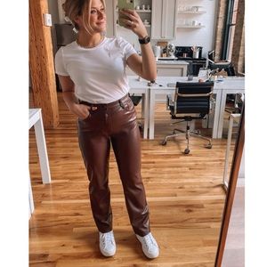 Abercrombie & Fitch Curve Love Vegan Leather 90s Straight Pant
